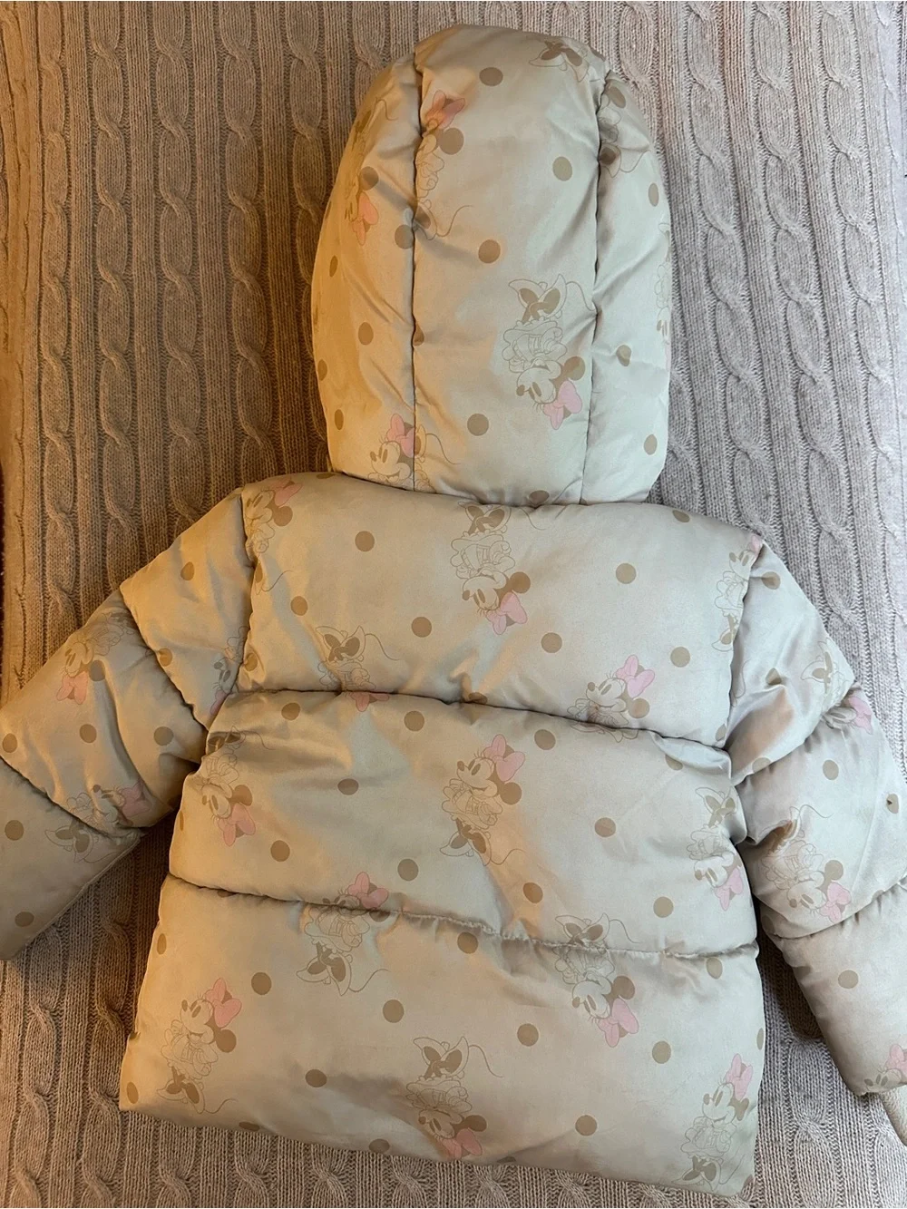 EUC Baby Gap×Disney Toddler Girl Sherpa Lined Puffer Jacket, Vintage Minnie, 2T